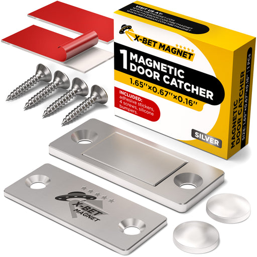 Magnetic Door Catch Silver - Thin Cabinet Door Magnetic Catch - Magnetic Door Latch - Drawer Magnet for Cabinet Closet Doors Cupboard Magnetic Closure