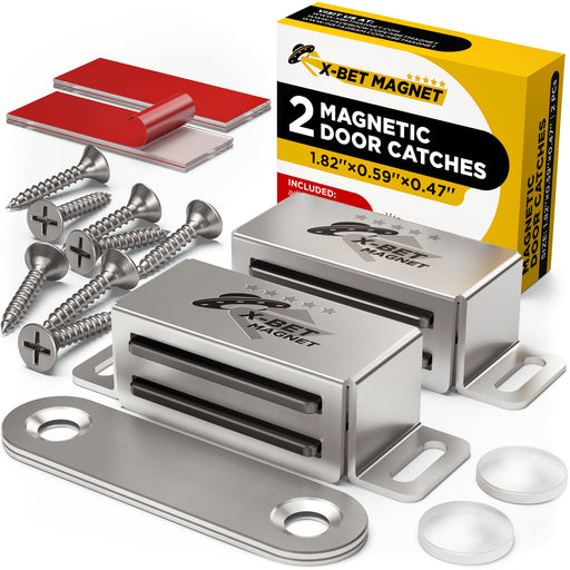 Magnetic Door Catch Adhesive - Cabinet Door Magnets Heavy Duty 2 PCs- Cabinet Door Magnetic Catch - Stainless Steel Drawer
