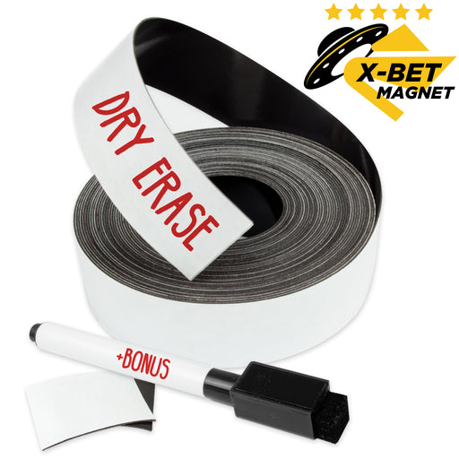 Dry Erase Magnetic Strips - Magnetic Tape Roll - Blank Write On Magnets - Writable Flexible Magnet Sheet