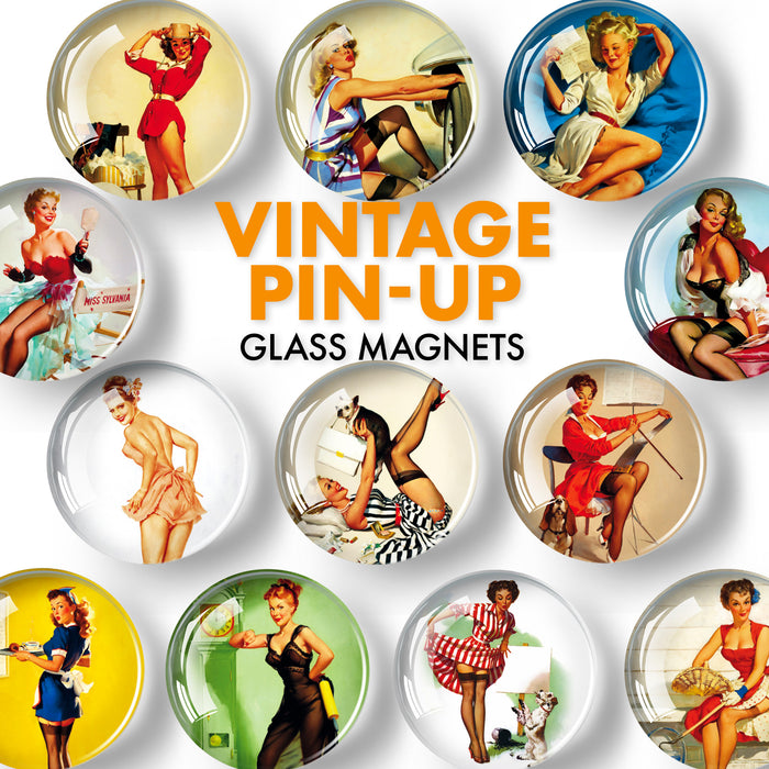 Pinup Glass Decorative Magnets - Decorative Magnets for Fridge - Cute Refrigerator Magnets - Fridge Magnets Cute - 12 Pcs
