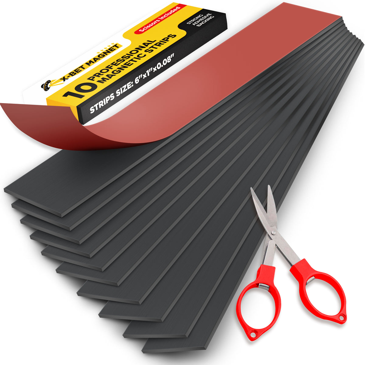 Wintex Sticky Magnetic Strips with Adhesive Backing 20 x 20 x 2 mm Magnet Sheet, Size: 0.8, Black