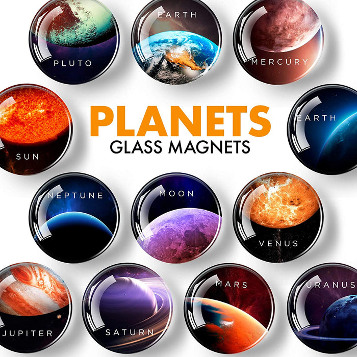 Planet Magnets - Fridge Magnets Funny - Decorative Magnets - Small Round Magnets - Star Magnets - 12 PCs UK