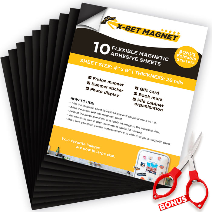 10 Pack 6.8x4.8 Magnetic Sheets Non Adhesive Flexible Rubber Sheets Used  to Store and Organize All of Your Metal Cutting Dies on Single Side Perfect