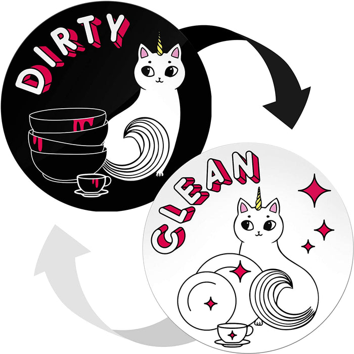 Clean Dirty Dishwasher Magnet Funny Cat - Great as Kitchen Gifts for Mom  from Daughter or Son