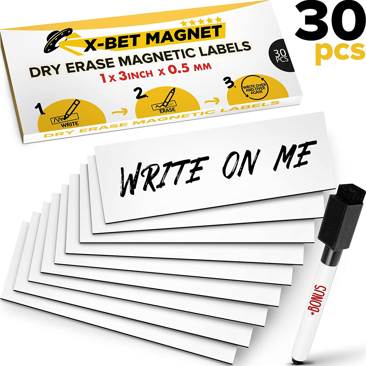 Flexible Magnetic Tape – 0.5 Inch x 3.3 Feet - Adhesive Magnetic Strip -  Sticky Magnets for Fridge and Dry Erase Board