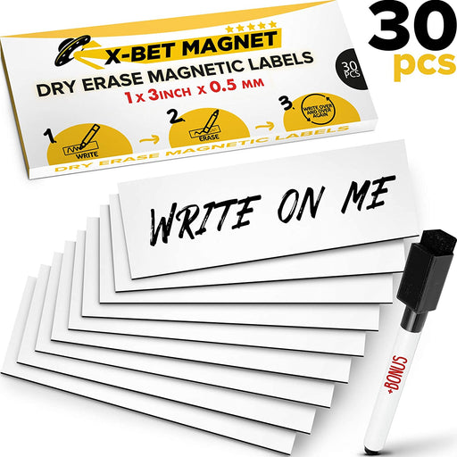 Dry Erase Magnetic Stickers for Whiteboards - Sticky Labels and Stickers - Magnetic Name Tags - 30 PCs