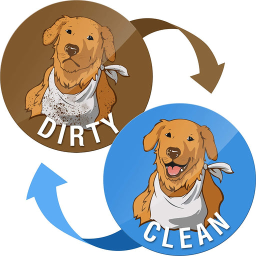 Clean Dirty Dishwasher Magnet Funny Golden Retriever - Waterproof and Double Sided Flip