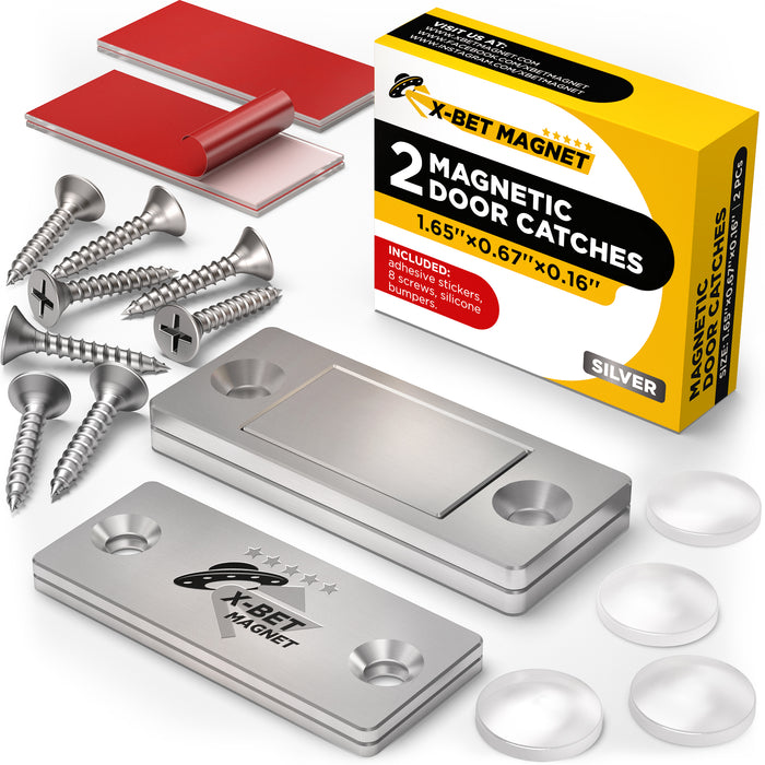 Magnetic Door Catchers 2 PCs Silver