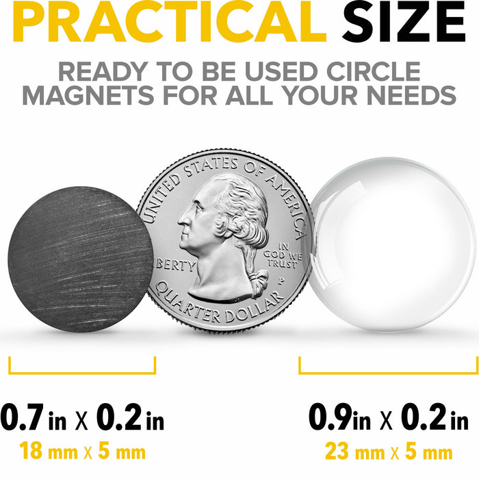 X-bet Magnet Ceramic Magnets for Crafts with Transparent Glass Cabochons - Clear Glass Dome 1 inch (25mm) and Ferrite Magnets .709 inch (18mm) Round D