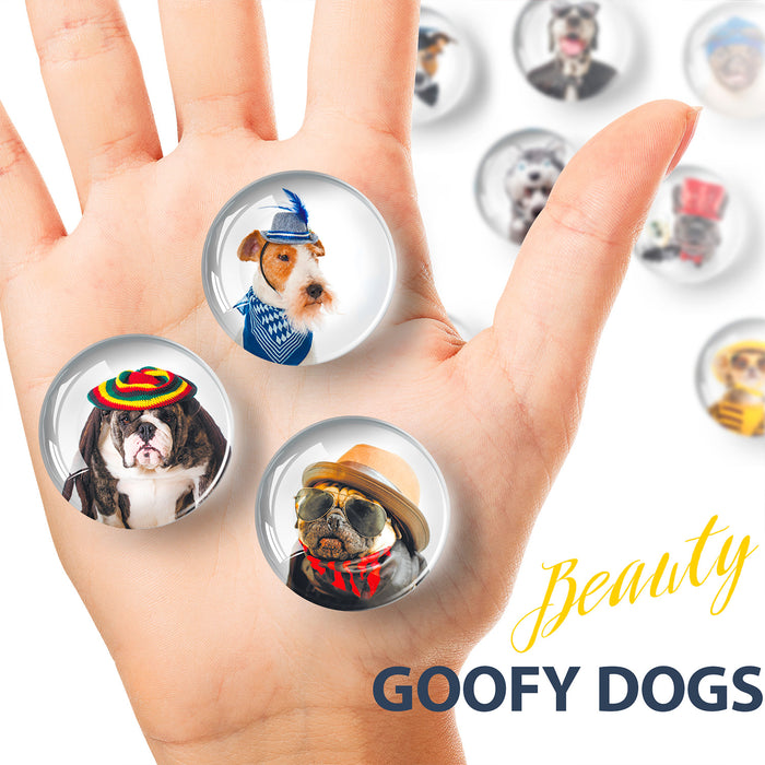 Funny Dogs Decorative Magnets - Cute Fridge Magnets - Decorative Magnets for Whiteboard - Small Round Magnets - 12 Pcs