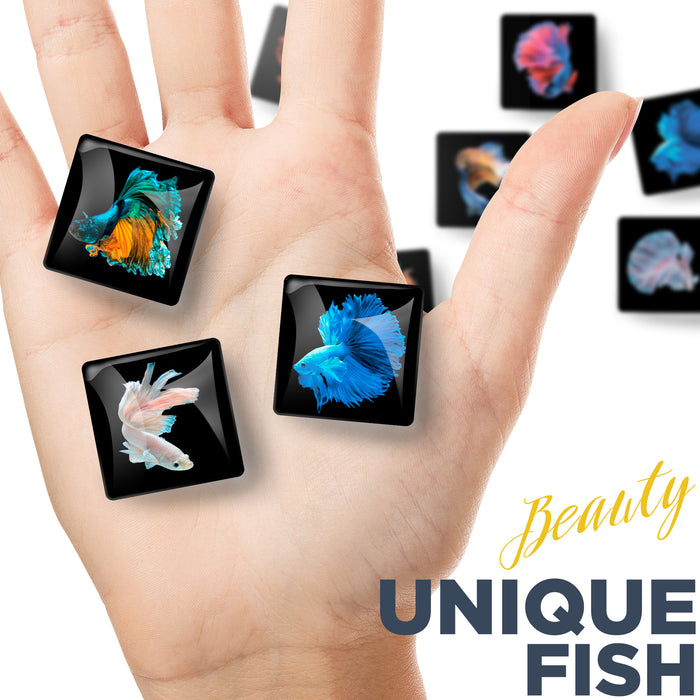 Unique Fish – Glass Refrigerator Magnets  10 PCs – Funny Fridge Magnets for Kitchen, Office and Whiteboard