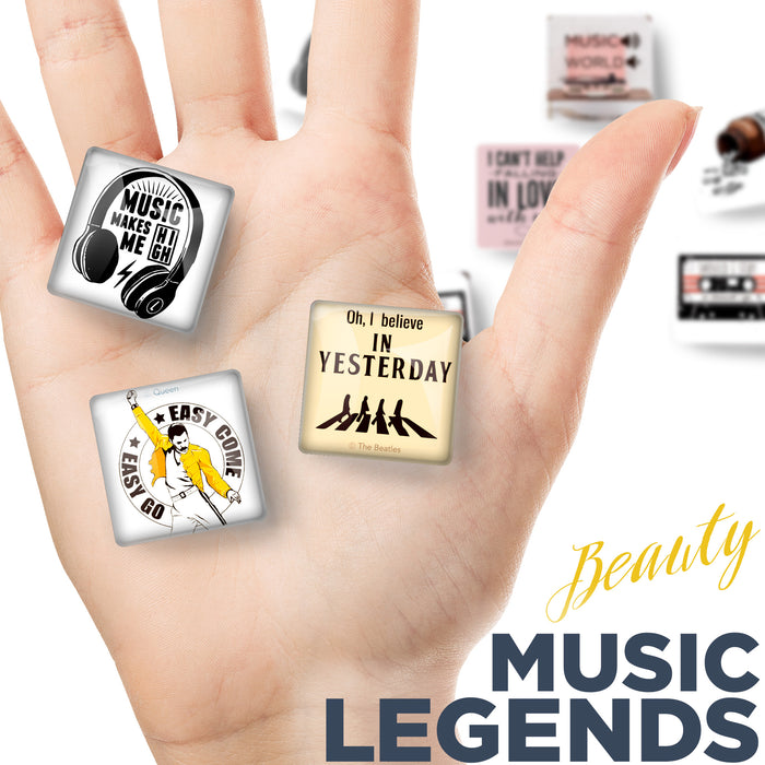 Music Legends - Cute Magnets for Fridge Decorative – Glass Decorative Refrigerator Magnets  – Fridge Magnets for Whiteboard UK