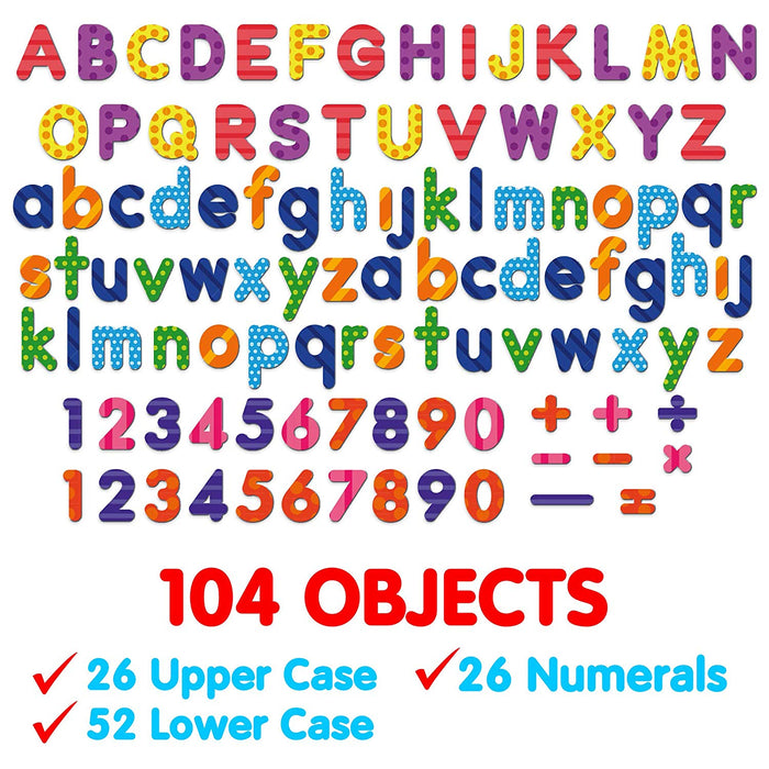 Best Educational Foam Magnets for Kids and Toddlers- 123 ABC Alphabet Magnets- 104 PCs