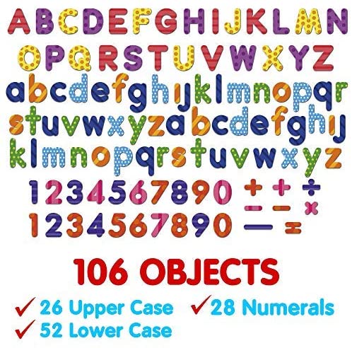 Foam 123 ABC Alphabet Magnets - Magnetic Letters and Numbers - Best Educational Toy for Kids - 106 PCs