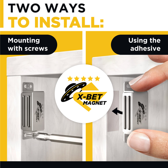 Magnetic Door Catch Adhesive - Cabinet Door Magnets Heavy Duty 2 PCs- Cabinet Door Magnetic Catch - Stainless Steel Drawer