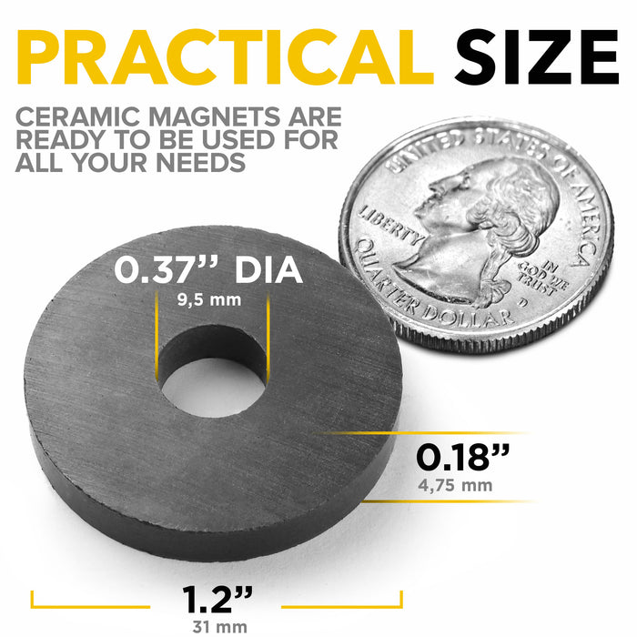 40 PCs Round Ceramic Magnets with Holes - Tiny Disc Ring Bulk - Donut Magnets for your Fridge, Crafts and Office AU