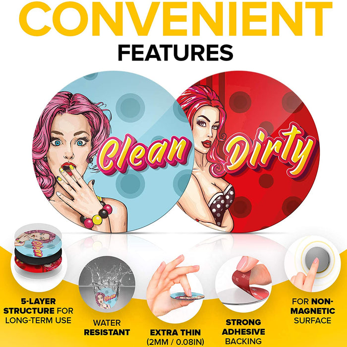 Dishwasher Magnet Clean Dirty Retro Pinup - Creative Gifts - Kitchen Magnet - Housewarming Gifts New Home