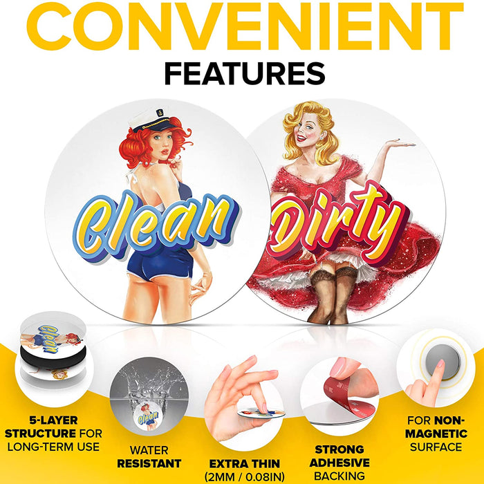 Clean Dirty Dishwasher Magnet Retro Pinup - Housewarming Gifts New Home - Creative Gifts for Husband from Wife