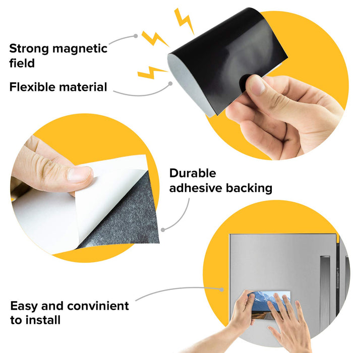 Adhesive Magnetic Sheets - Flexible Magnet Sheets - Sticky Magnetic Paper for Photo - Magnet Stickers - 5 PCs