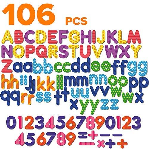 Foam 123 ABC Alphabet Magnets - Magnetic Letters and Numbers - Best Educational Toy for Kids - 106 PCs