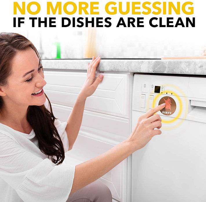 Dishwasher Magnet Clean Dirty Sign Indicator - Magnets for Kitchen - Double Sided Flip - With Bonus Metal Magnetic Plate