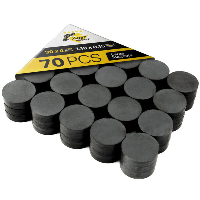 X-bet Magnet - Ceramic Industrial Magnets - Bulk Lot of 70 Pcs Refrigerator Magnets - Tiny Round Disc Fridge Magnets - 1.18 inch (30mm) - Magn