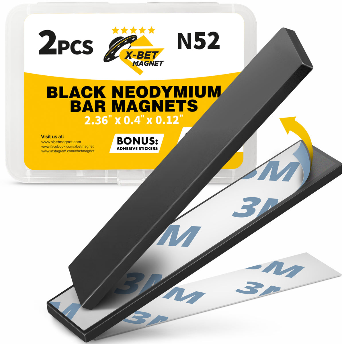 Magnetastico, 40x aimants autocollants au néodyme N52, carré de 15x15x1 mm, Aimants puissants autocollants avec ruban adhésif de la marque 3M