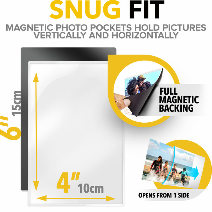Magnetic Photo Frames for Refrigerator 10 PCs  – Magnetic Picture Frames for Fridge 4" x 6" –  Magnetic Photo Pockets