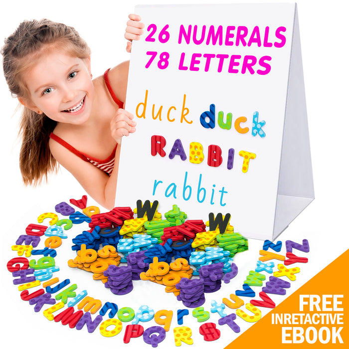 Best Educational Foam Magnets for Kids and Toddlers- 123 ABC Alphabet Magnets- 104 PCs