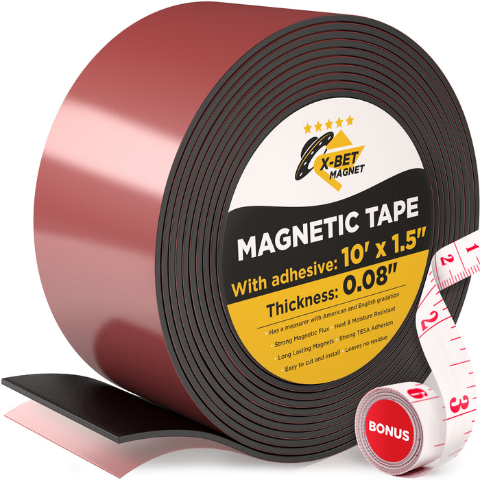 Flexible Magnetic Tape - Wide 1.5 Inch x 10 Feet Sticky Magnetic Strip - Adhesive Magnets for DIY, Craft and Education UK