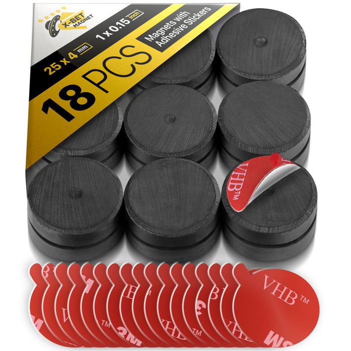 18pcs Circle Ceramic Magnets with Adhesive Backing - Disc Magnets with 3m Adhesive Dots - Ferrite Craft&DIY Magnets