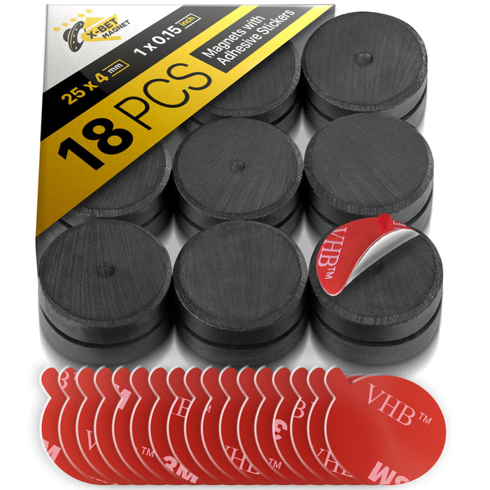 18pcs Circle Ceramic Magnets with Adhesive Backing - Disc Magnets with 3m  Adhesive Dots - Ferrite Craft&DIY Magnets